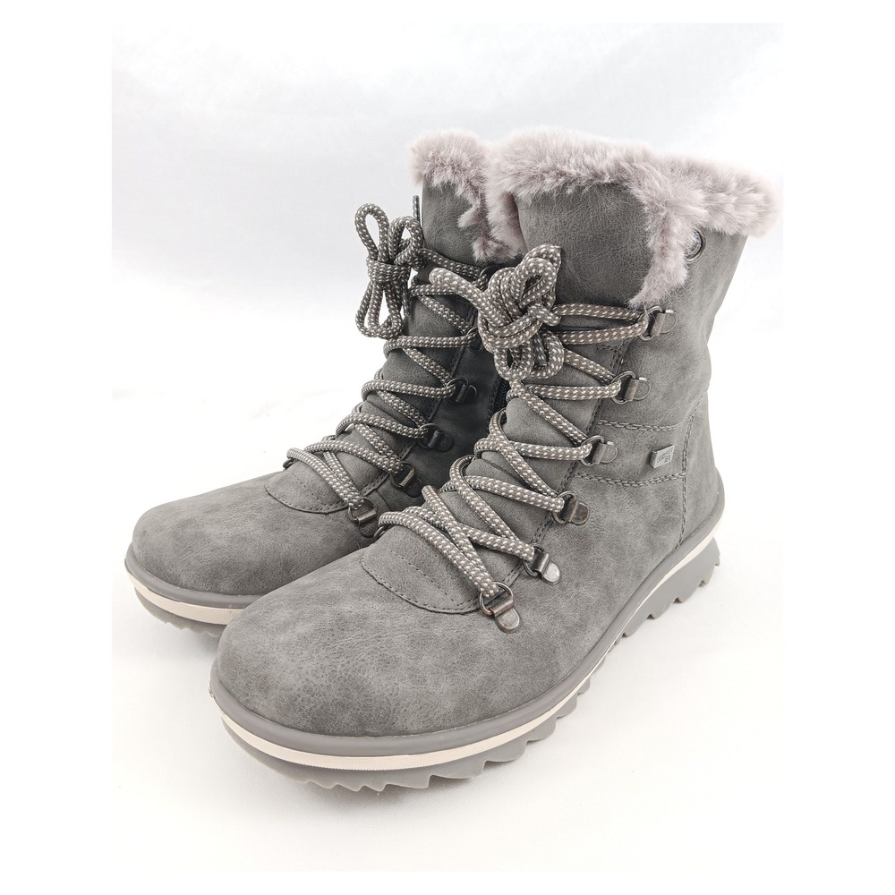 Remonte TEX Waterproof Grey Faux Suede Fur Lined Lace Up Winter Boots Size 36